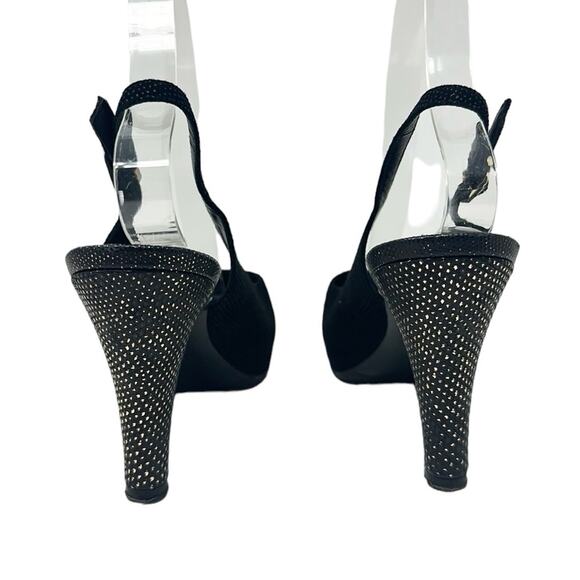 Chanel Tweed Slingback Cap Toe CC Logo Pumps Black Size 38 - Picture 8 of 12